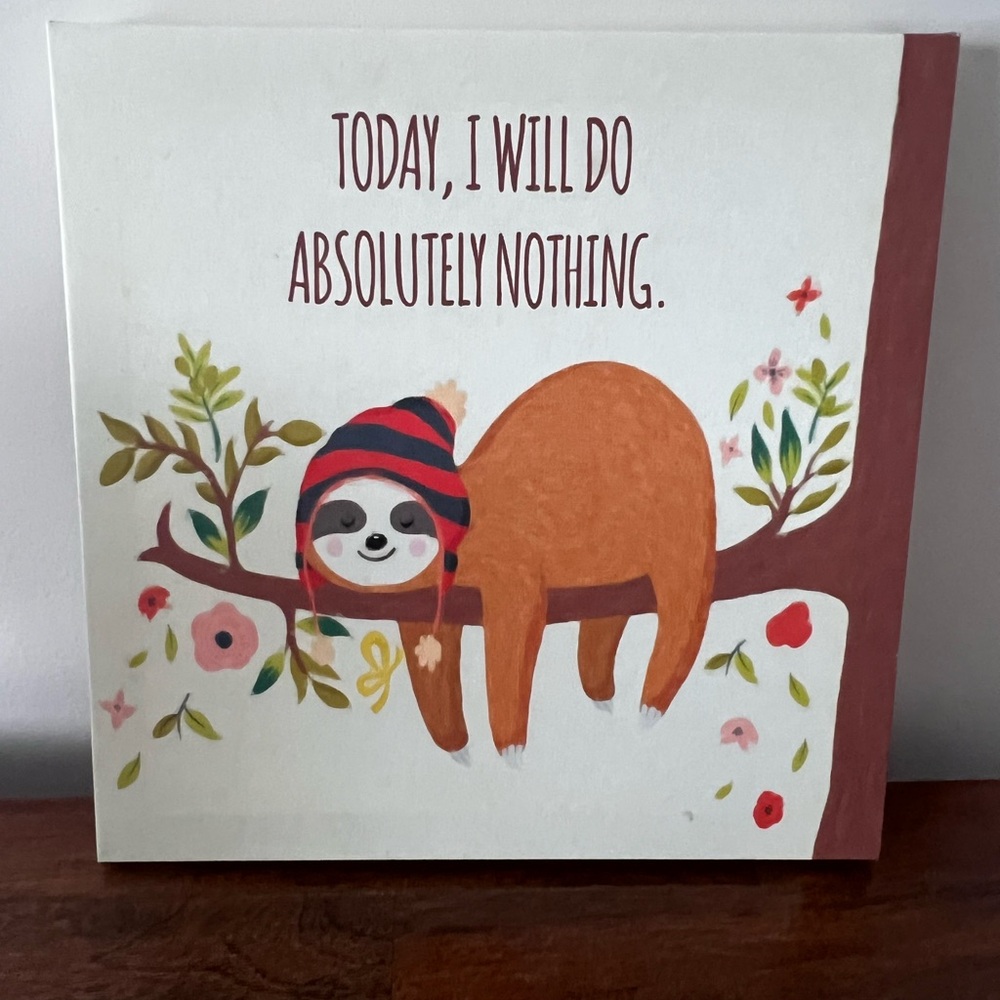 Sloth Canvas Art with Motivational Quote